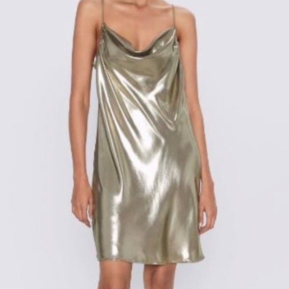 Zara Dresses & Skirts - ZARA Metallic Slip Dress Small